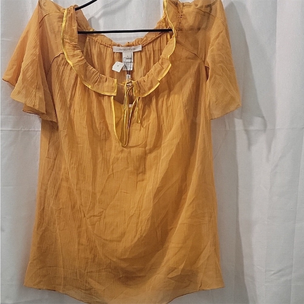 MARC JACOBS Women’s Yellow Ruffled Silk Blouse Size 4